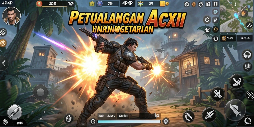 Tangkapan layar menampilkan aksi seru karakter dalam permainan 4P4P.