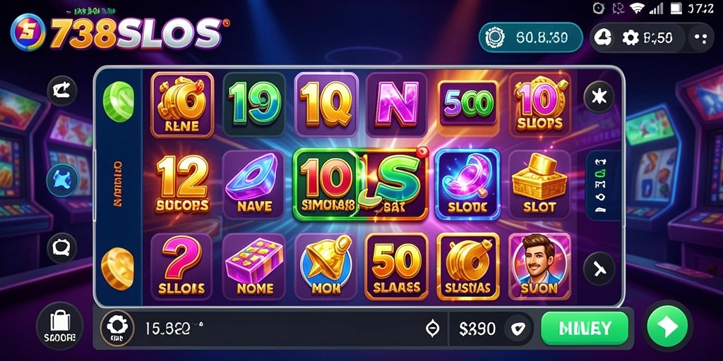 Tampilan gameplay menarik dari 738SLOTS dengan slot bertema beragam.