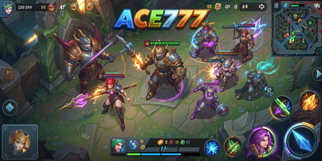 Tangkapan layar utama ACE777 yang menampilkan aksi seru dalam permainan MOBA.
