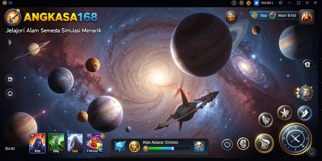 Tampilan gameplay menakjubkan di ANGKASA168 dengan aksi luar angkasa.