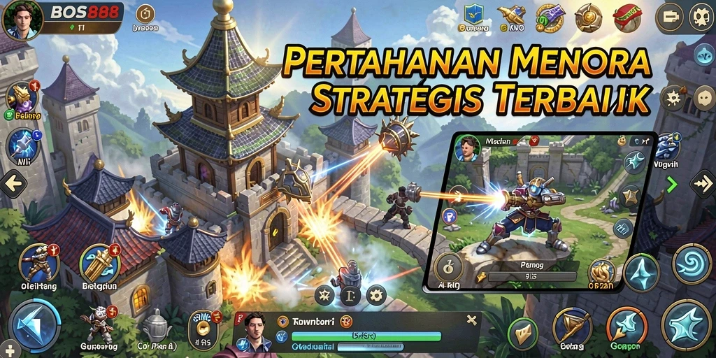 Screenshot utama gameplay Tower Defense BOS88 dengan aksi seru.