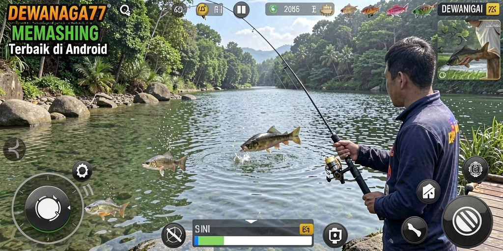 Screenshot yang menampilkan keseruan gameplay memancing di DEWANAGA77.