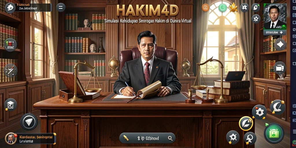 Tampilan gameplay HAKIM4D dengan suasana ruang sidang yang mendebarkan.