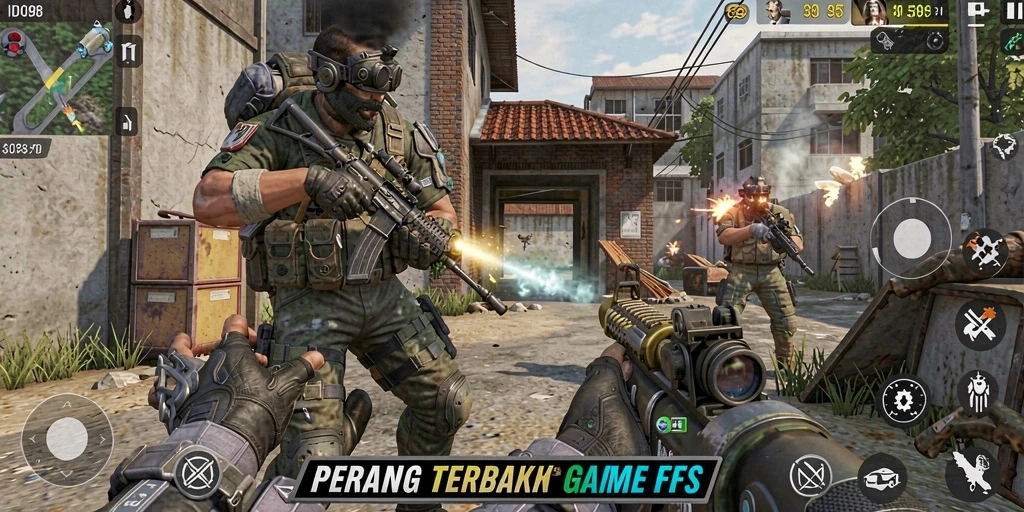Screenshot menunjukkan aksi intens dalam gameplay FPS.