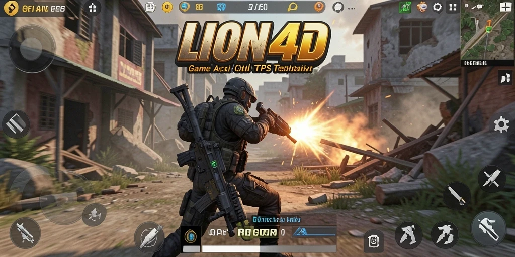 Screenshot gameplay LION4D menampilkan aksi seru dalam pertempuran TPS.