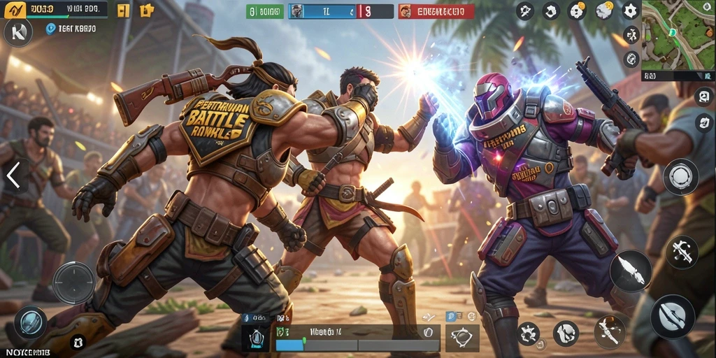 Tampilan intens pertempuran dalam game Battle Royale.