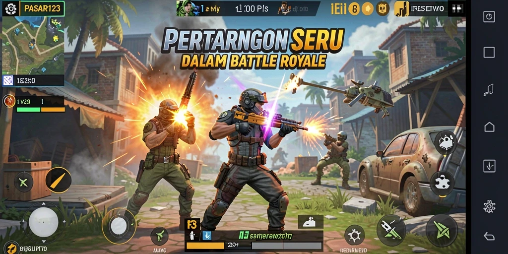 Tampilan seru gameplay PASAR123 dalam aksi Battle Royale.