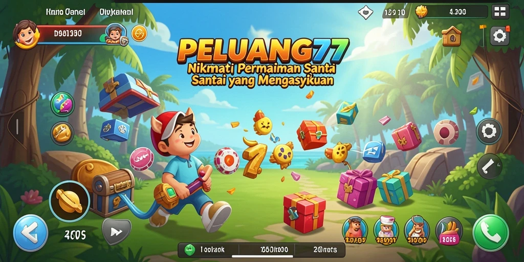 Tampilan gameplay PELUANG77 yang menarik dan penuh warna.