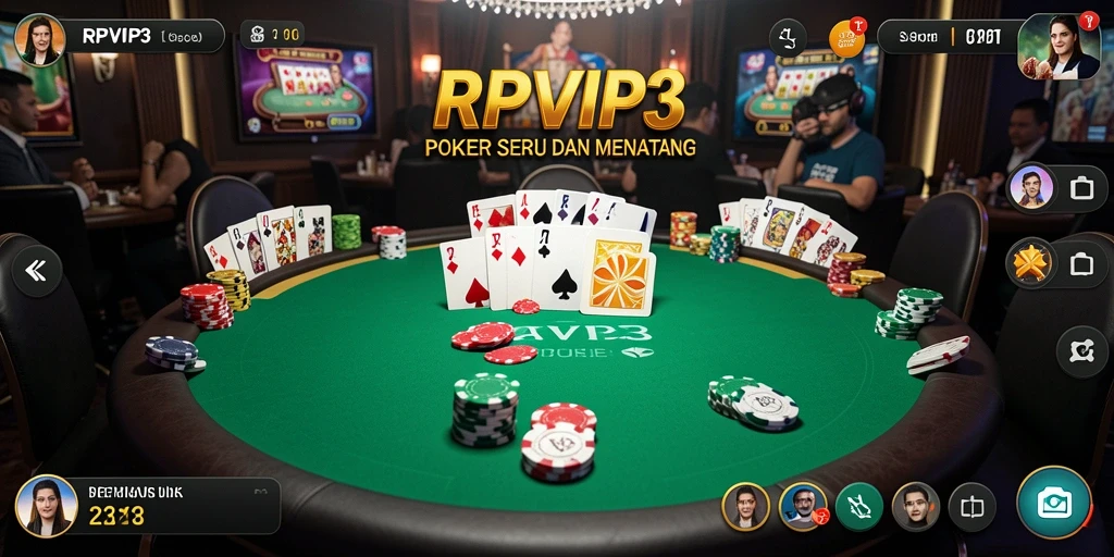 Tampilan gameplay RPVIP3 yang menampilkan pemain seru di meja poker.