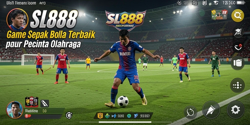 Tampilan gameplay SL888 yang mendebarkan di lapangan sepak bola.