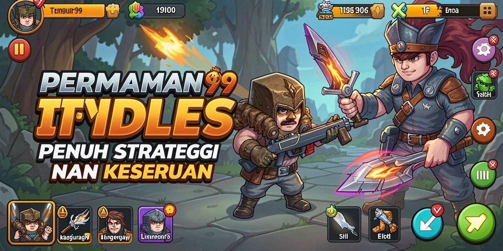 Tangkapan layar gameplay TEMPUR99 menampilkan aksi seru dalam permainan Idle.