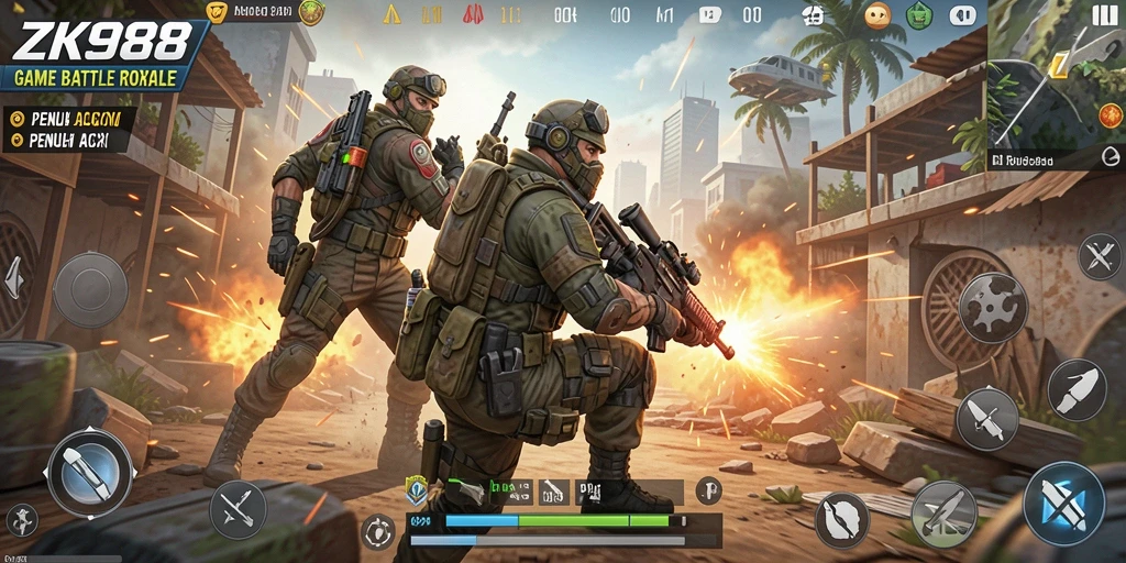 Gameplay seru ZK988 dalam pertempuran Battle Royale.